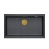 Quadron LOGAN 110 GraniteQ zlewozmywak black diamond 76x44x23,5 cm 1-komorowy podwieszany z syfonem manualnym złoty HQD7644U8PVDG1U